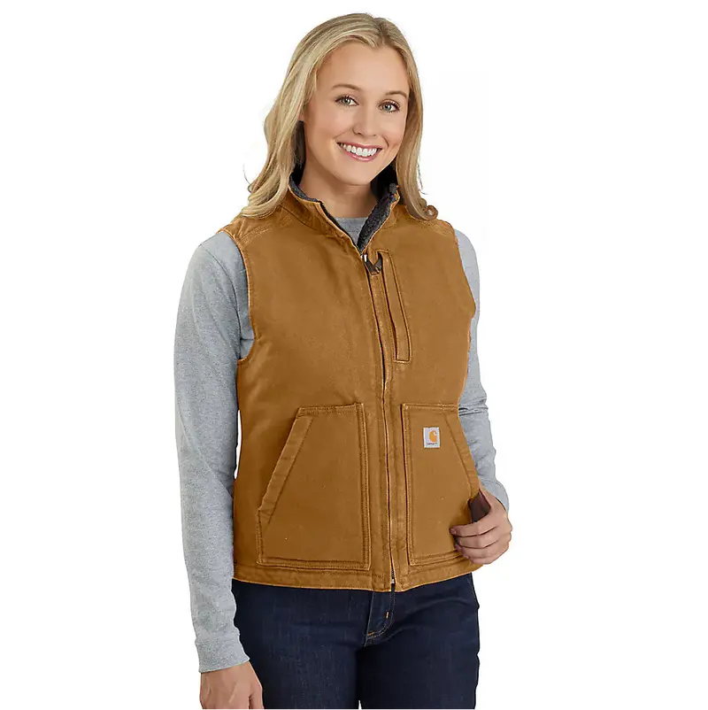 Carhartt Women's Washed Duck Relaxed Fit Sherpa-Lined Vest 1