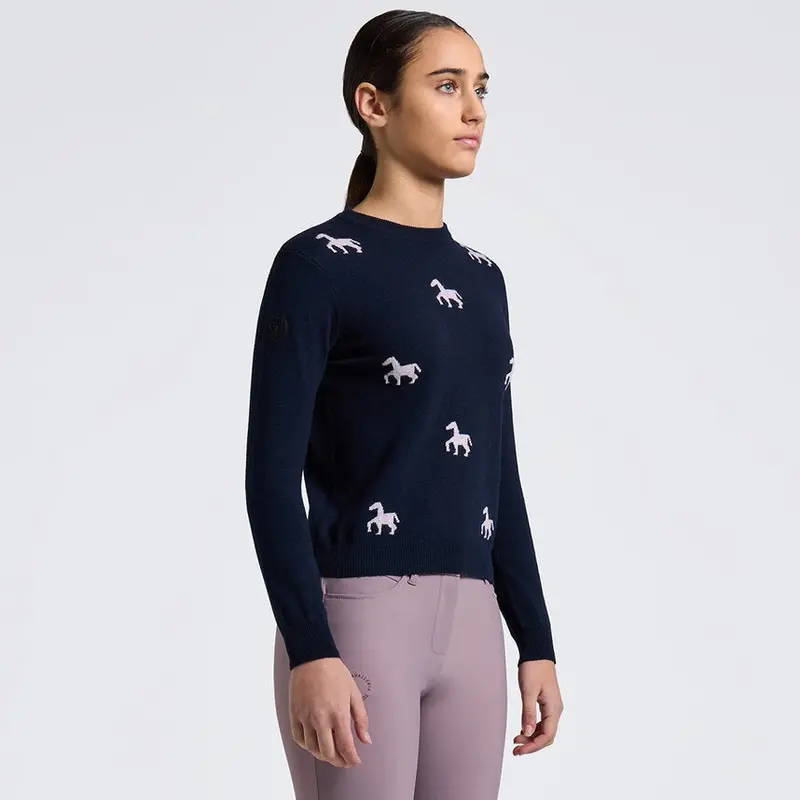 Cavalleria Toscana Girls’ Cashmere Blend Crew Neck Sweater 1