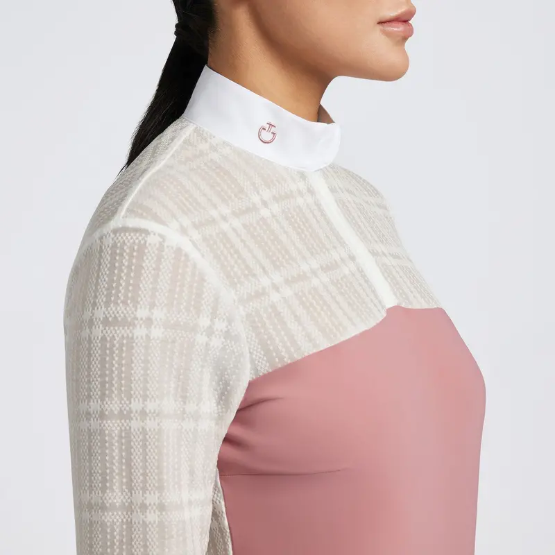 Cavalleria Toscana Ladies Long Sleeve Jacquard Zip Competition Shirt 5