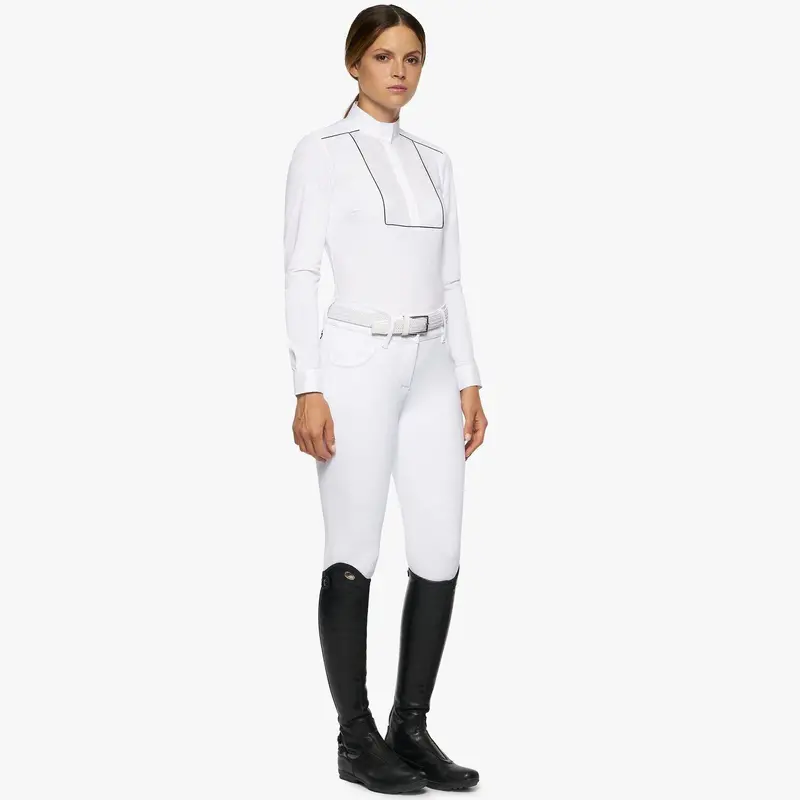 Cavalleria Toscana Ladies Piped Bib Front Shirt - Large 1