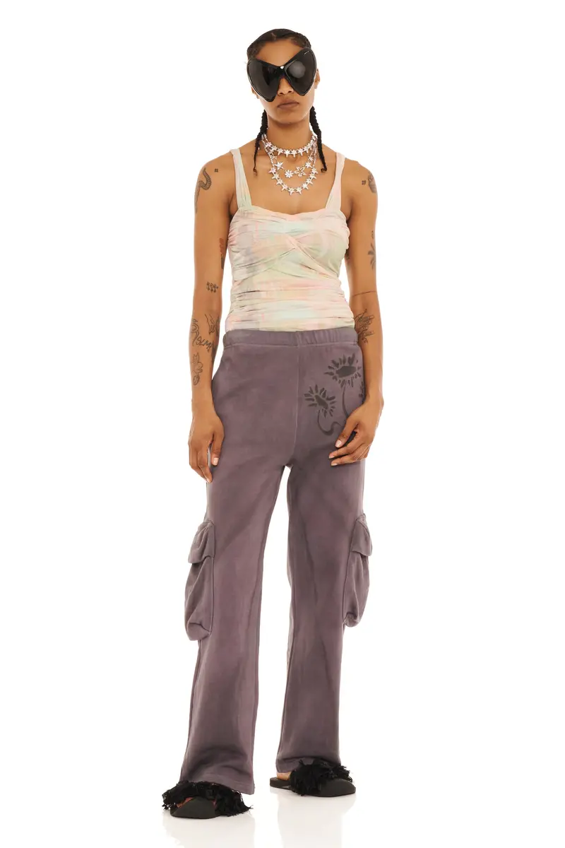 Charcoal Daisies Cargo Sweatpant 1
