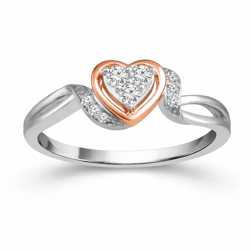 Cherished Heart Round Diamond Promise Ring 1