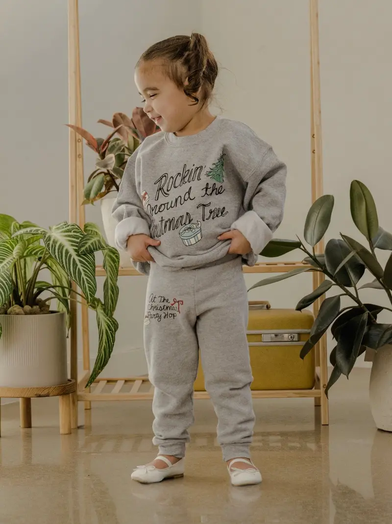 Children's At The Christmas Party Hop Ash Gray Sweatpants 1