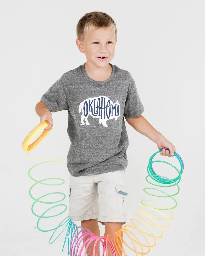 Children's Bison Oklahoma Gray Tee 1