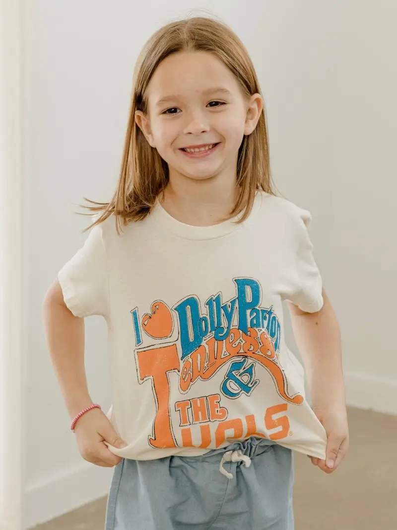 Children's Dolly Parton I Heart Dolly & The Vols Off White Tee 1