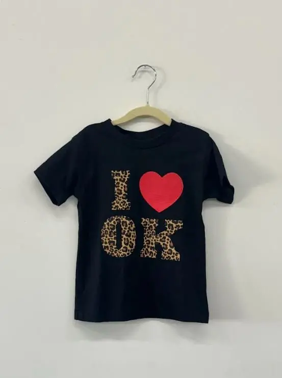 Children's I Heart Ok Leopard Black Tee 1
