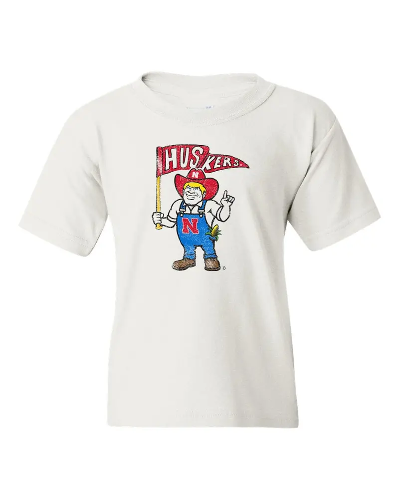 Children's Nebraska Huskers Mascot Flag Cream Tee 1