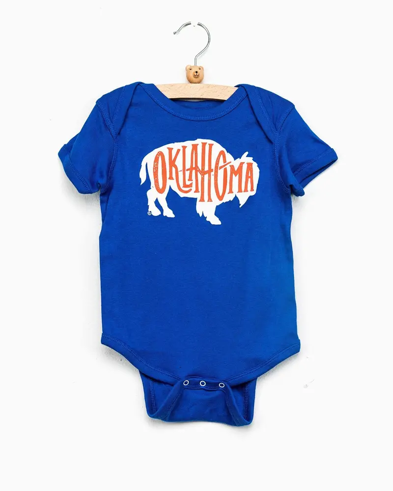 Children's Oklahoma Bison Blue Onesie 1