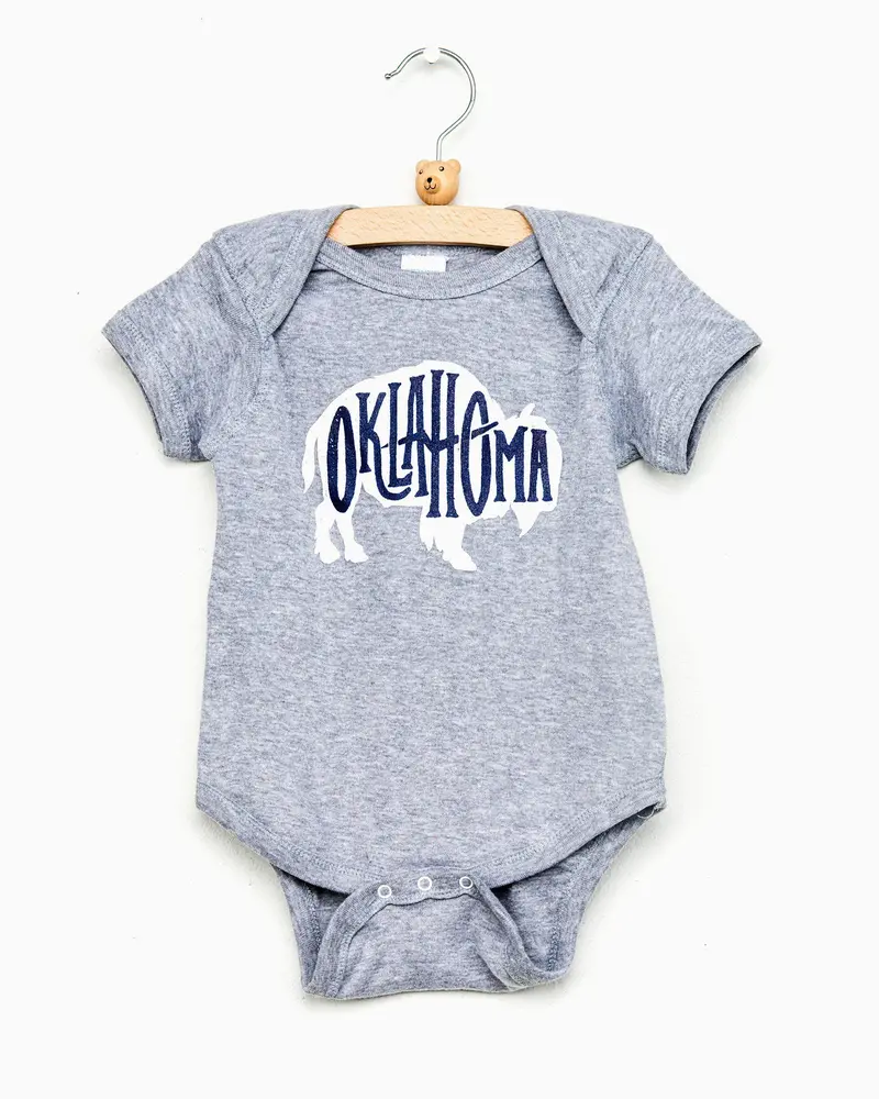 Children's Oklahoma Bison Gray Onesie 1