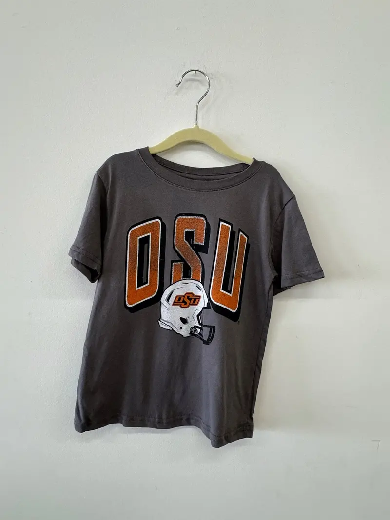 Children's Osu Cowboys Helmet Fade Charcoal Tee 1