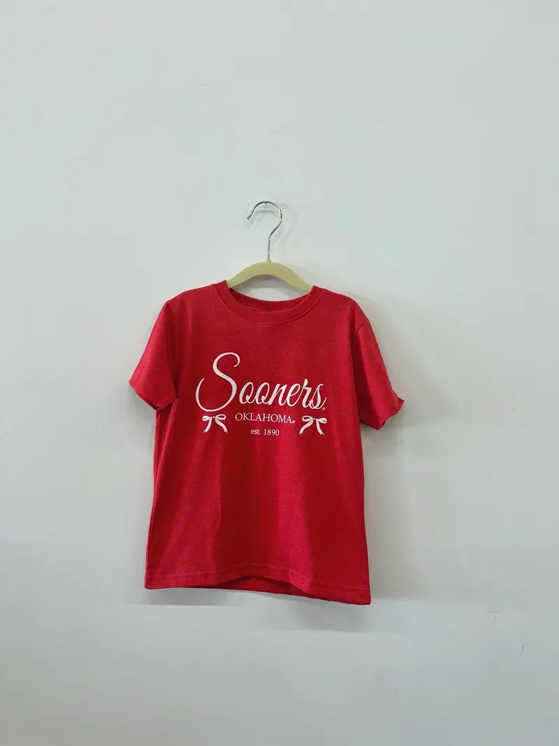 Children's Ou Sooners Established Bows Red Tee 1