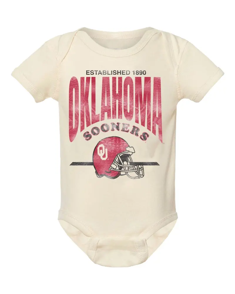 Children's Ou Sooners Established Date Helmet Ivory Onesie 1