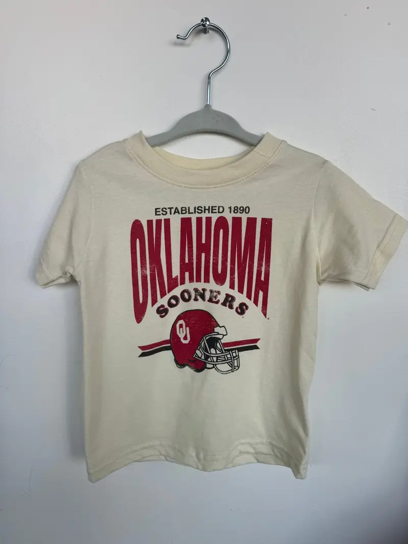 Children's Ou Sooners Established Date Helmet Ivory Tee 1