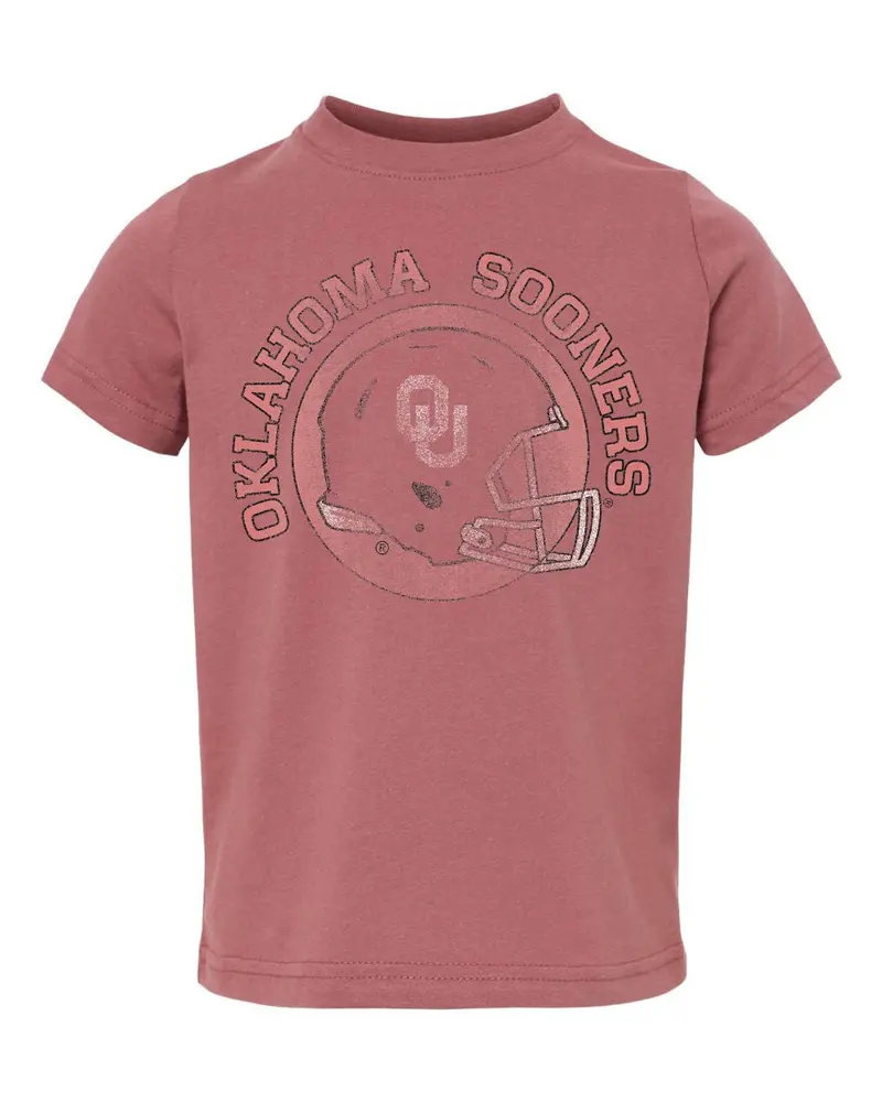 Children's Ou Sooners Helmet Circle Red Tee 1
