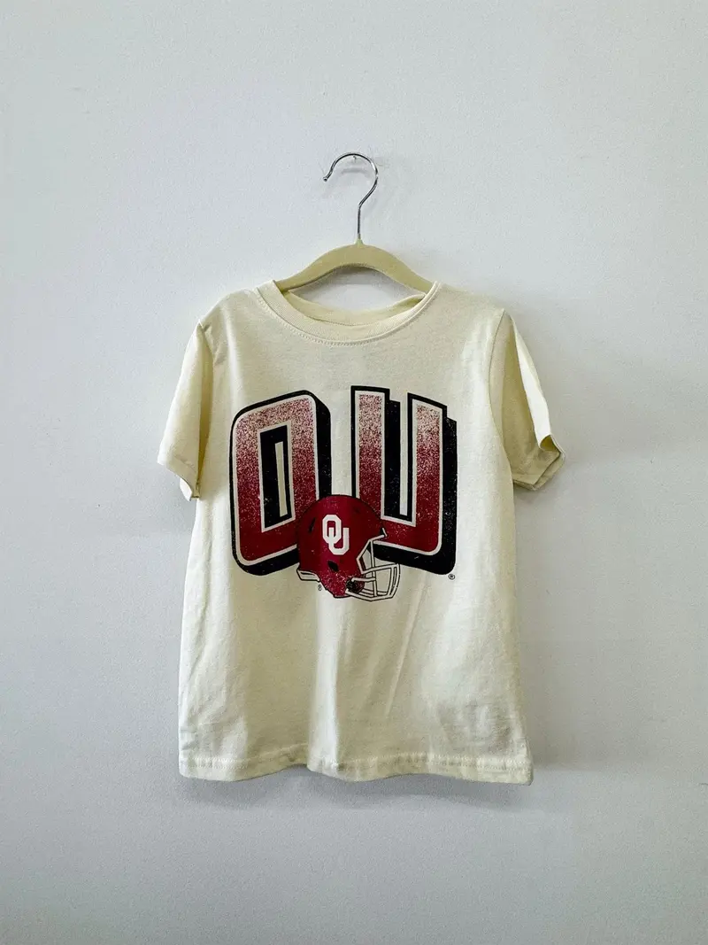 Children's Ou Sooners Helmet Fade Ivory Tee 1