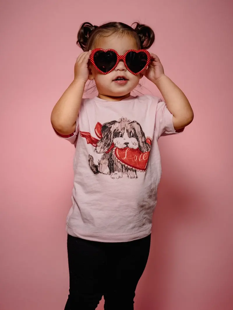 Children's Puppy Love Pink Tee 1