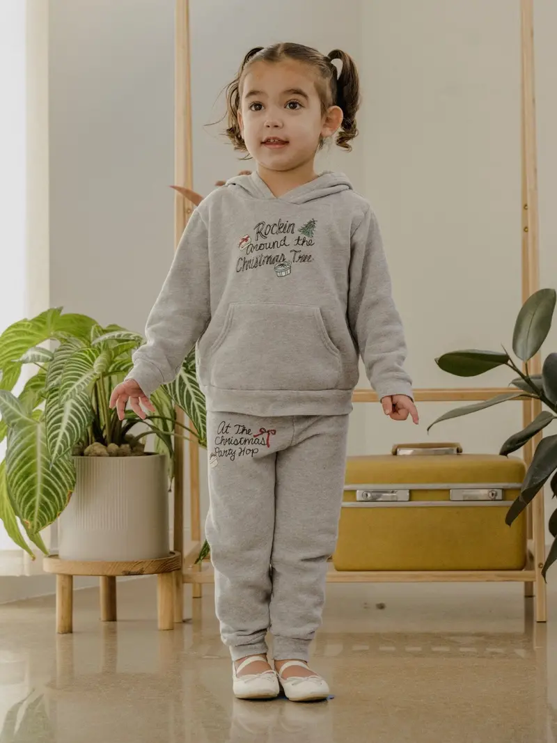 Children's Rockin Around The Christmas Tree Gray Hoodie 1
