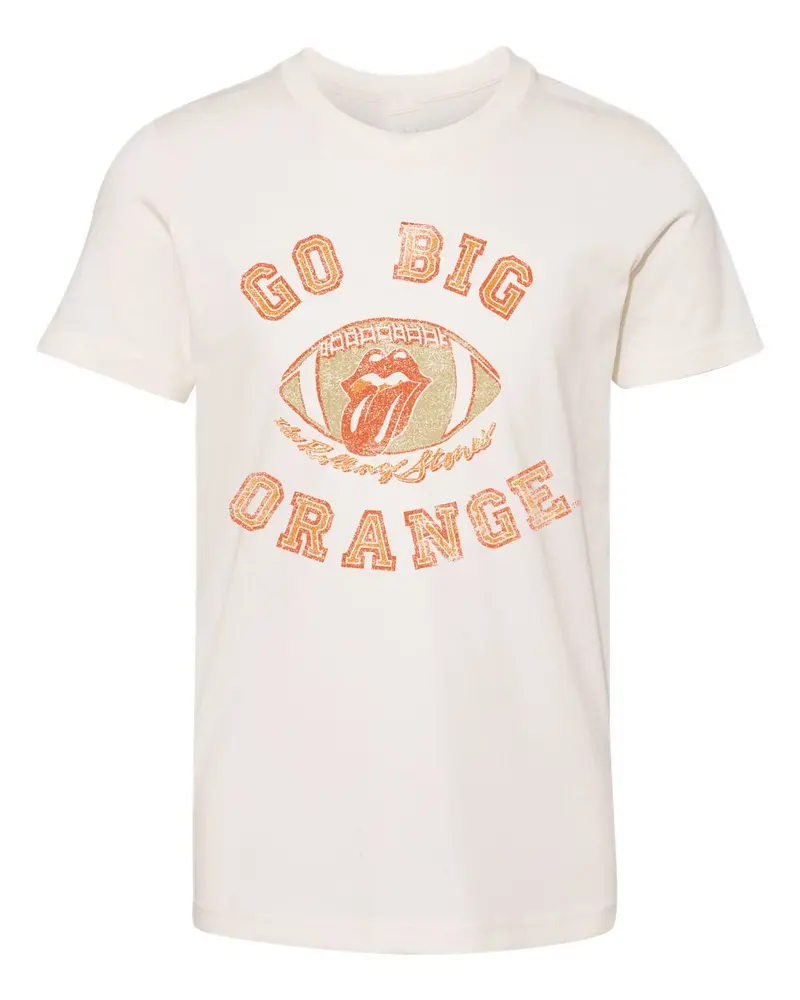 Children's Rolling Stones Go Big Orange Football Lick Off White Tee 1