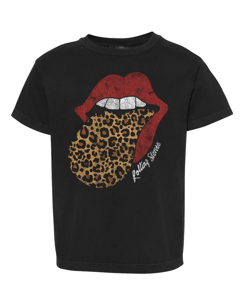 Children's Rolling Stones Leopard Lick Black Tee 1