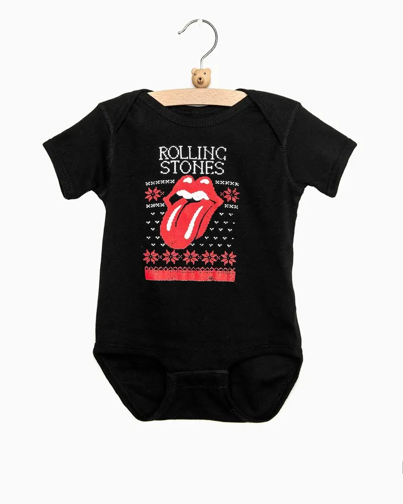 Children's Rolling Stones Norway Sweater Lick Black Onesie 1