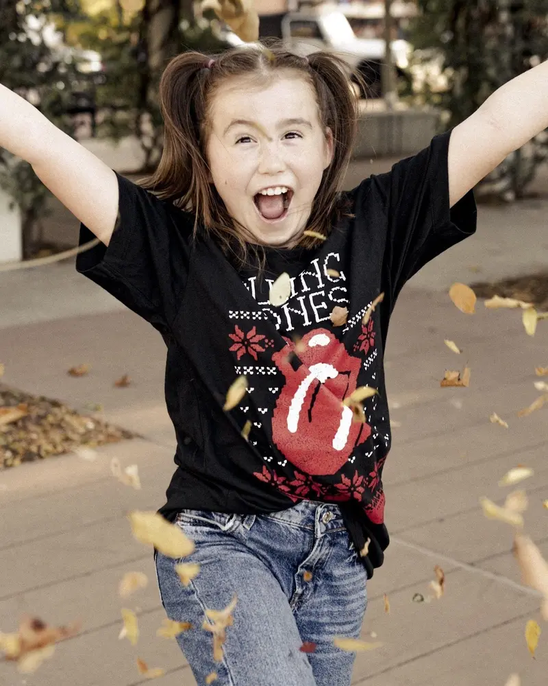 Children's Rolling Stones Norway Sweater Lick Black Tee 1