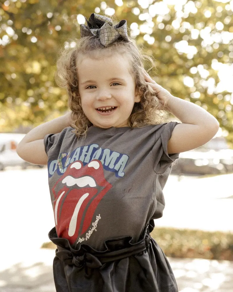 Children's Rolling Stones Oklahoma Rocker Flag Off Black Tee 1