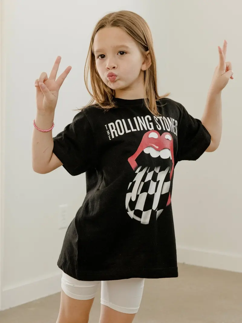 Children's Rolling Stones Zip Code Night Black Tee 1