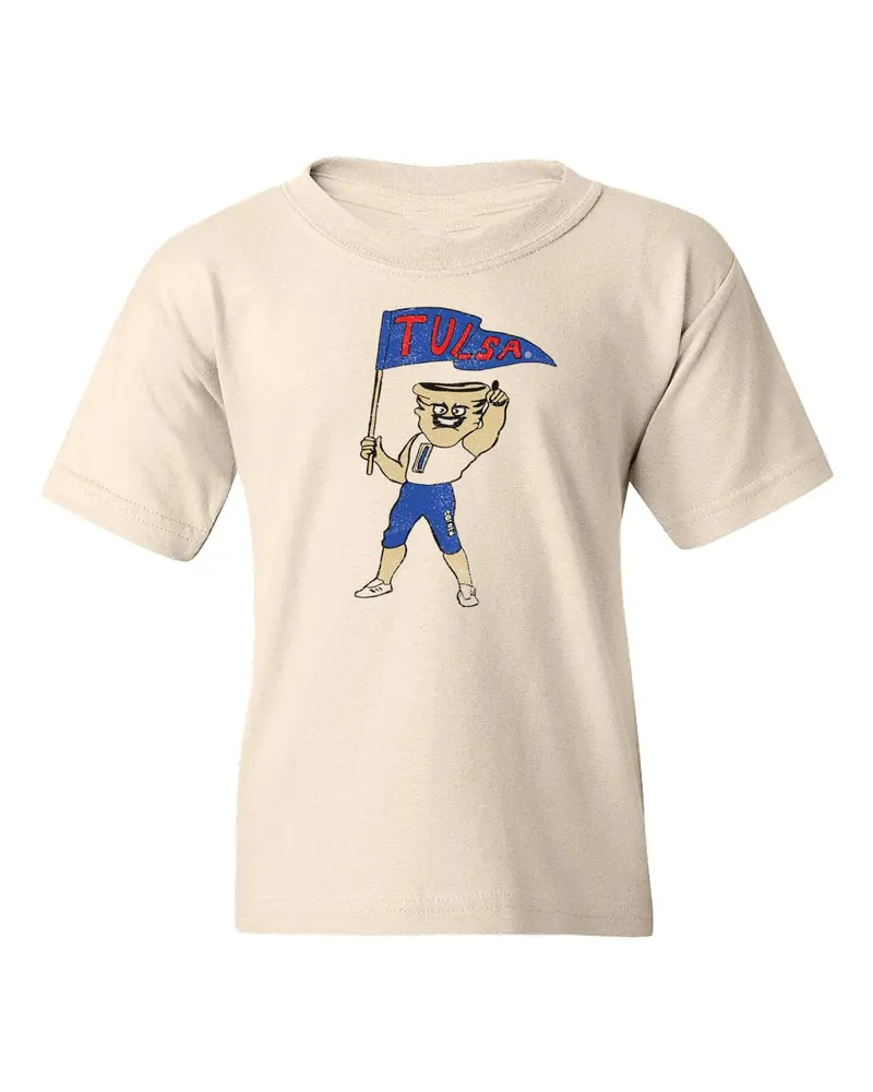 Children's Tu Tulsa Golden Hurricane Mascot Flag Cream Tee 1