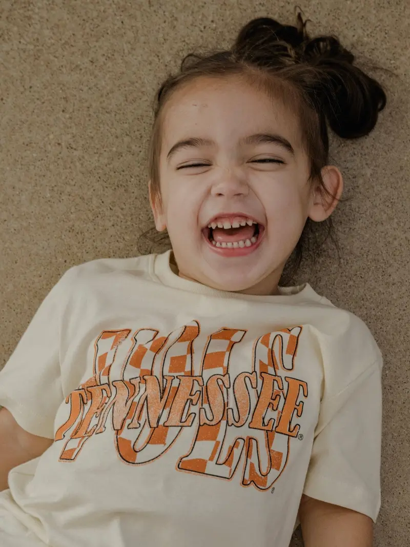 Children's Vols Twisted Check Oatmeal Tee 1