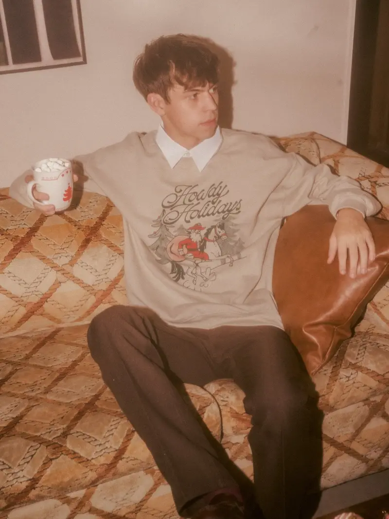 Christmas Howdy Holiday Sand Thrifted Sweatshirt 1