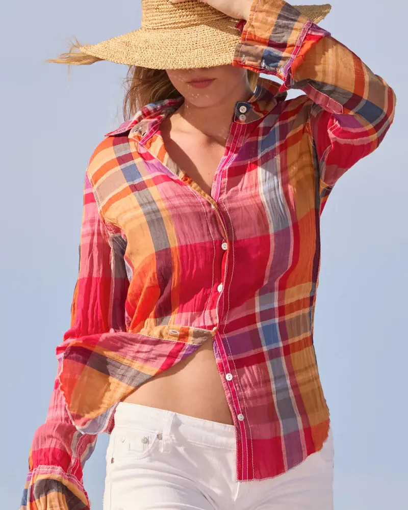 Cino Pink Madras Plaid Button Down Shirt 1