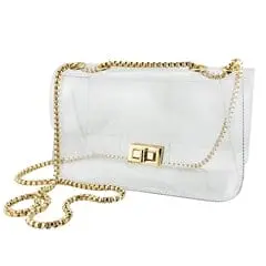 Clear Camera Crossbody Stadium Purse With Gold Hardware 1