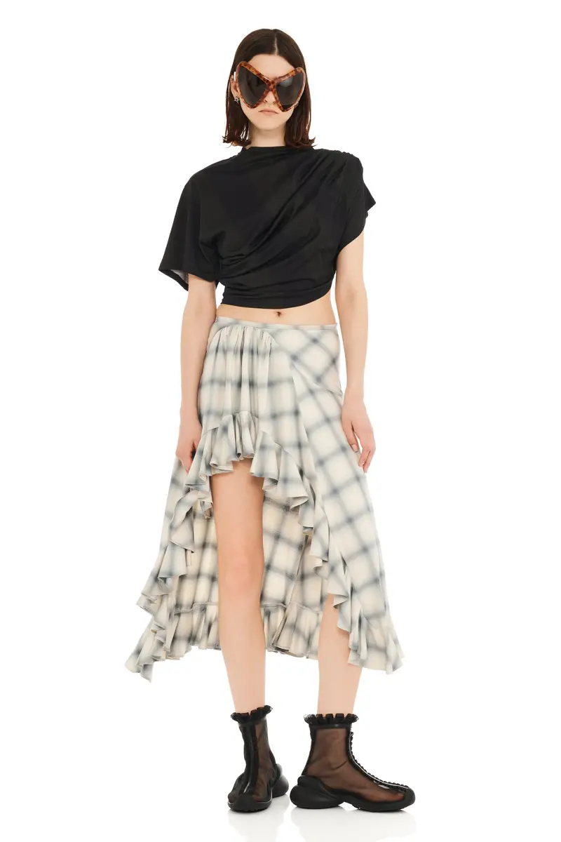 Cloudy Plaid Florist Skirt 1