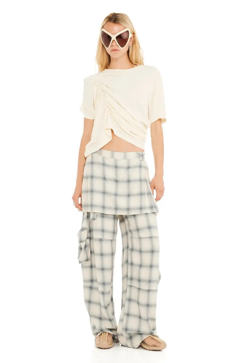 Cloudy Plaid Lawn Skirt Cargo Pant 1