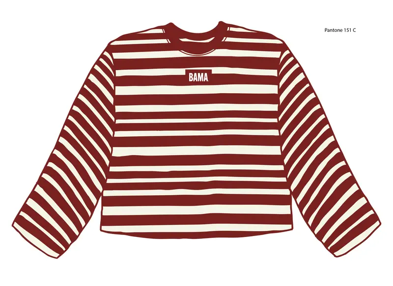 *Coming Soon* Alabama Crimson Tide Block Stich Red/White Stripe Long Sleeve Top 1
