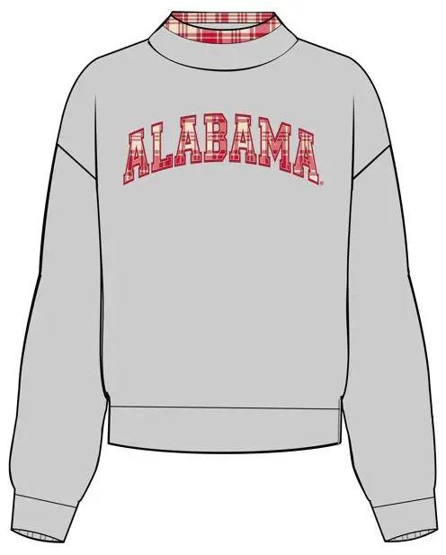 *Coming Soon* Alabama Crimson Tide Varsity Plaid Mock Neck Sweatshirt 1