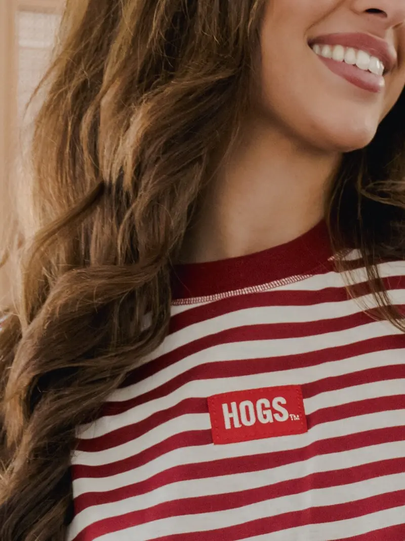 *Coming Soon* Arkansas Razorbacks Block Stich Red/White Stripe Long Sleeve Tee 1