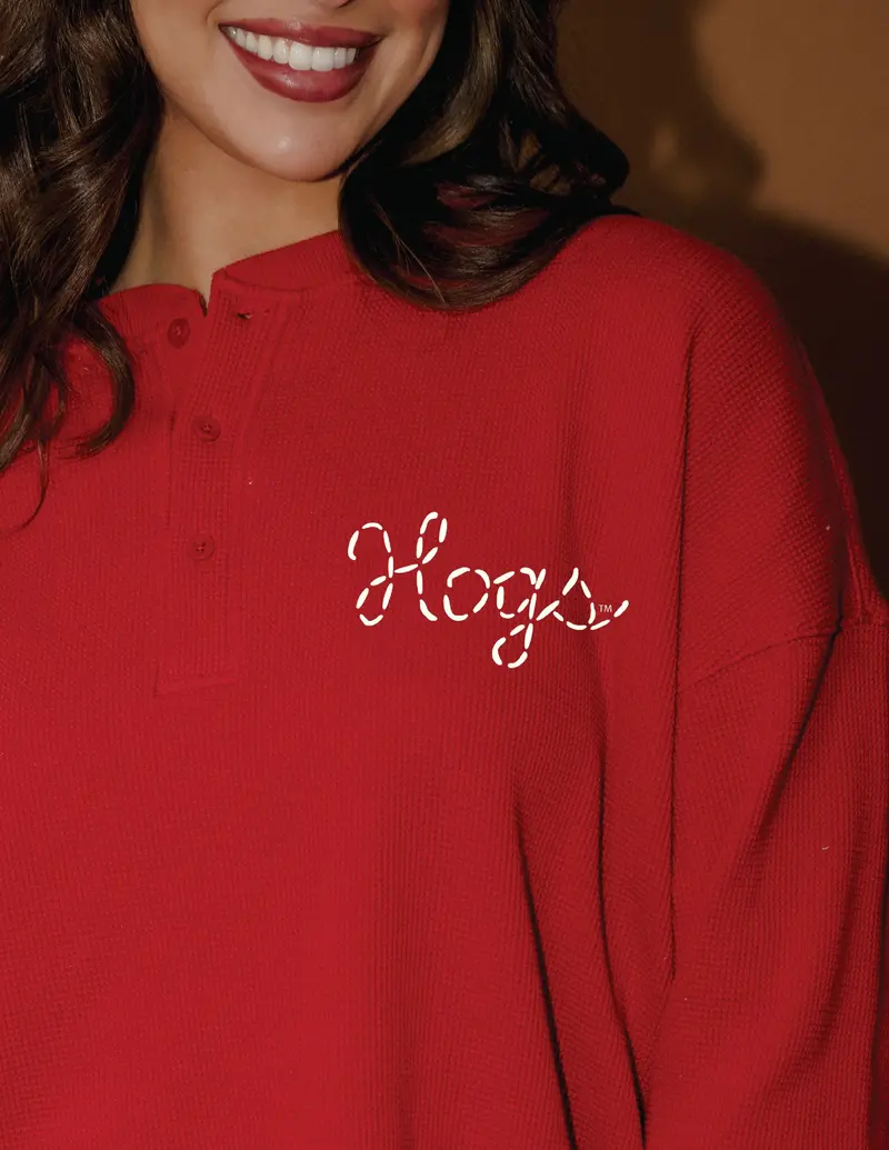*Coming Soon* Arkansas Razorbacks Stitched Red Signature Waffle Top 1
