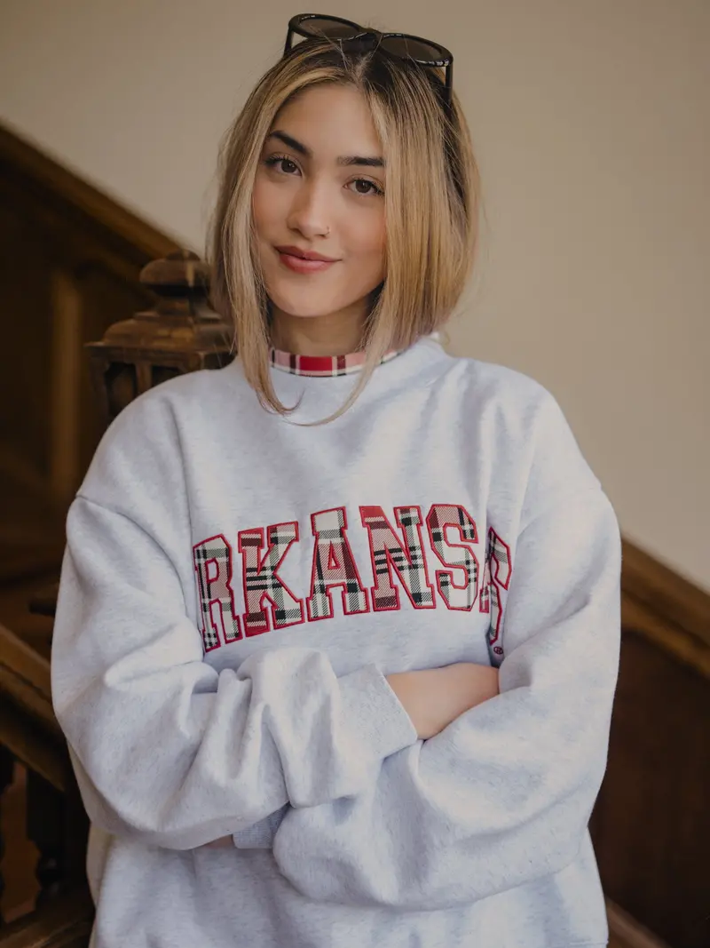 *Coming Soon* Arkansas Razorbacks Varsity Plaid Mock Neck Sweatshirt 1