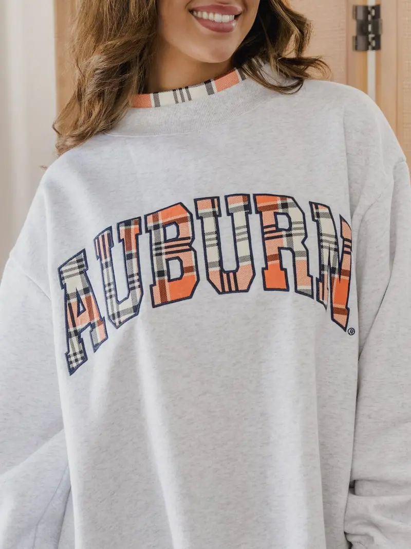 *Coming Soon* Auburn Tigers Varsity Plaid Mock Neck Sweatshirt 1