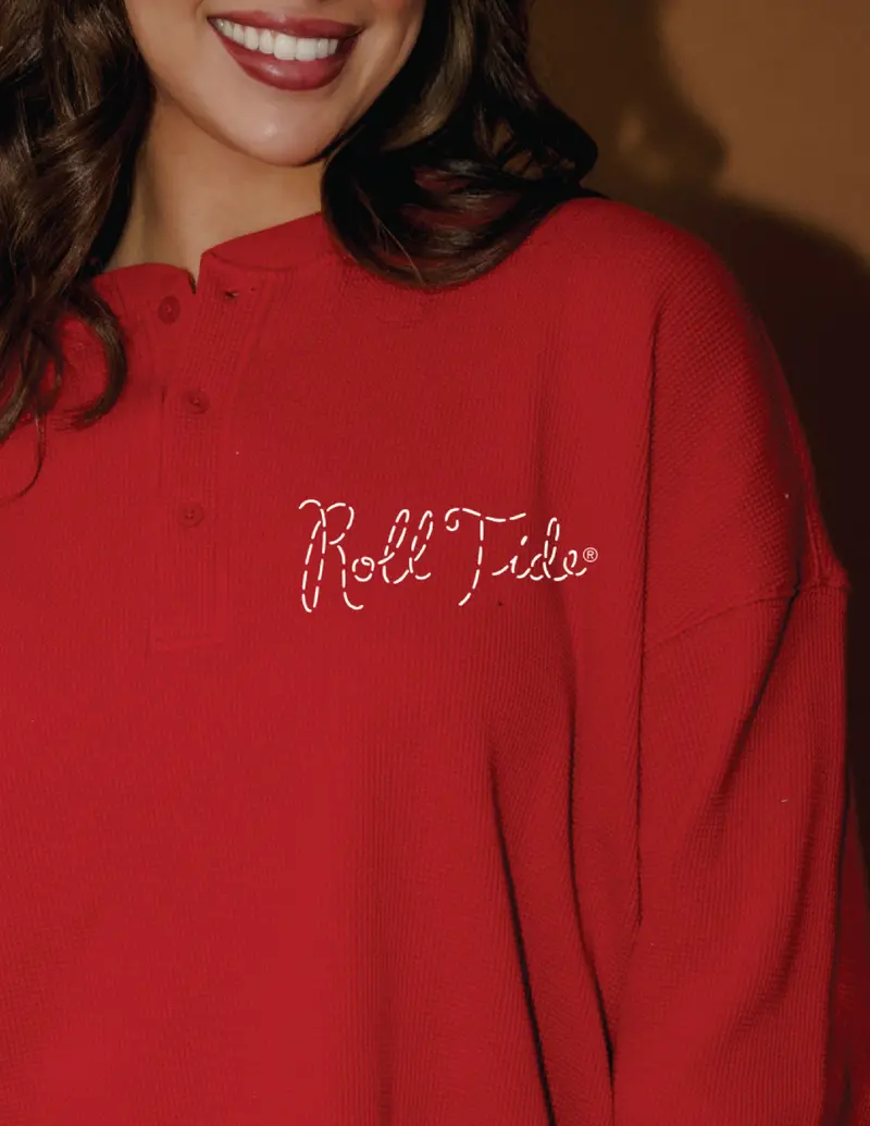 *Coming Soon* Bama Crimson Tide Stitched Red Signature Waffle Top 1