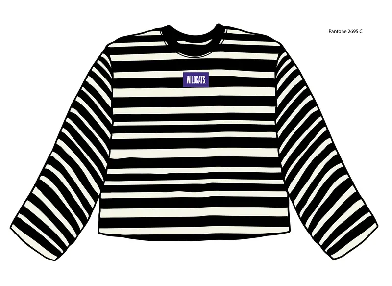 *Coming Soon* Ksu Wildcats Block Stich Black/White Stripe Long Sleeve Top 1