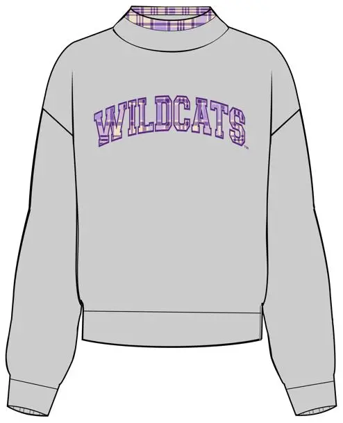 *Coming Soon* Ksu Wildcats Varsity Plaid Mock Neck Sweatshirt 1