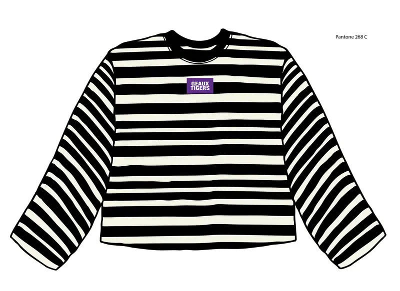 *Coming Soon* Lsu Tigers Block Stich Black/White Stripe Long Sleeve Top 1