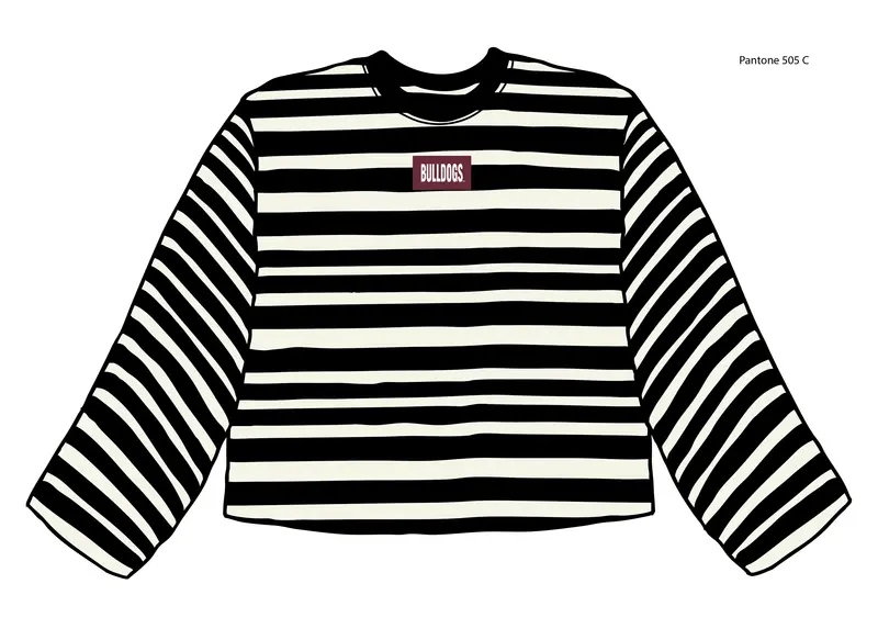 *Coming Soon* Mississippi State Bulldogs Block Stich Black/White Stripe Long Sleeve Top 1