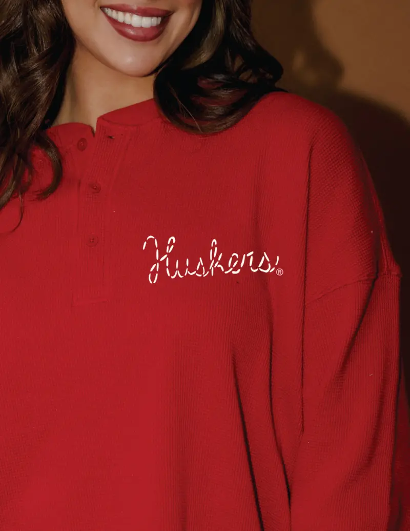 *Coming Soon* Nebraska Huskers Stitched Red Signature Waffle Top 1
