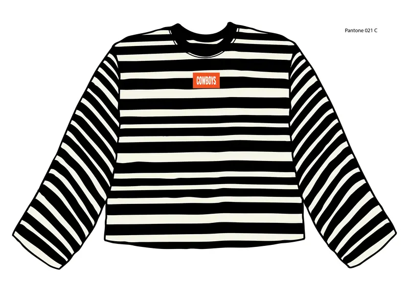 *Coming Soon* Osu Cowboys Block Stich Black/White Stripe Long Sleeve Top 1