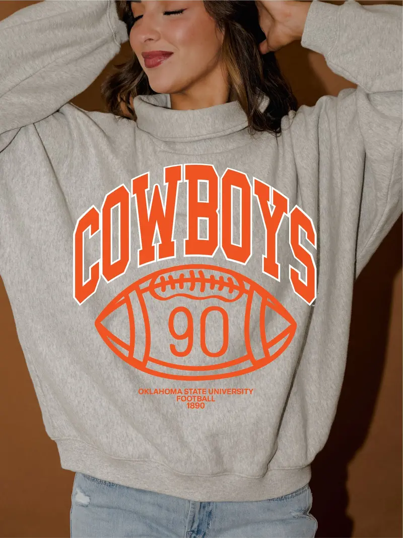 *Coming Soon* Osu Cowboys Campus Classic Gray Roll Neck Sweatshirt 1