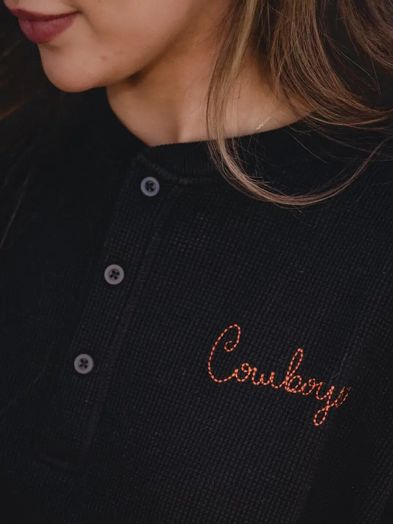 *Coming Soon* Osu Cowboys Stitched Black Signature Waffle Top 1