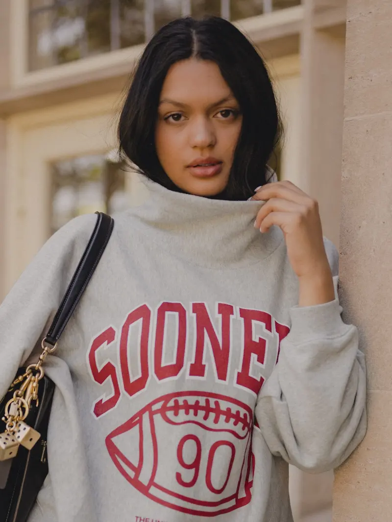 *Coming Soon* Ou Sooners Campus Classic Gray Roll Neck Sweatshirt 1